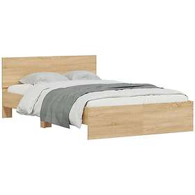 vidaXL Bed Frame with Headboard and LED Sonoma Oak 120x200 cm