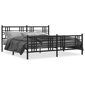 vidaXL Metal Bed Frame without Mattress with Footboard Black 193x203cm