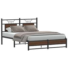 vidaXL Bed Frame without Mattress Brown Oak 137x190 cm Engineered Wood