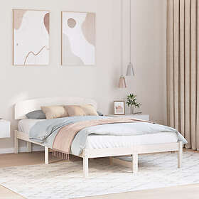 vidaXL Bed Frame with Headboard White 120x190 cm Solid Wood Pine