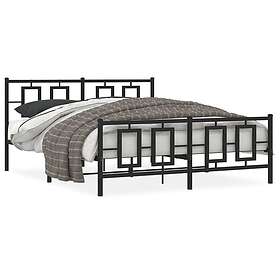 vidaXL Metal Bed Frame without Mattress with Footboard Black 160x200cm