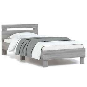 vidaXL Bed Frame without Mattress with LED Lights Grey Sonoma 90x200 cm