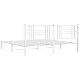 vidaXL Metal Bed Frame without Mattress with Headboard White 193x203cm