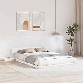 vidaXL Floor Bed Frame with Bedside Tables White 140x200cm Solid Wood