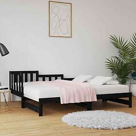 vidaXL Pull-out Day Bed without Mattress Black 2x cm Solid Wood Pine