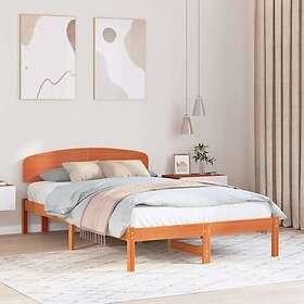 vidaXL Bed Frame with Headboard Wax Brown 135x190 cm Solid Wood Pine