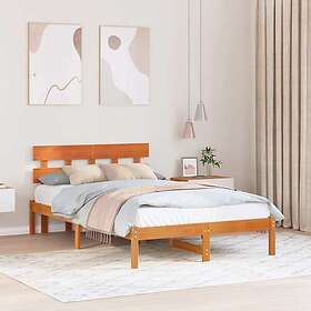 vidaXL Bed Frame with Headboard Wax Brown 140x190 cm Solid Wood Pine