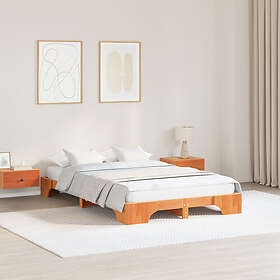 vidaXL Bed Frame Wax brown Solid pine wood 135 x 190 cm Durable
