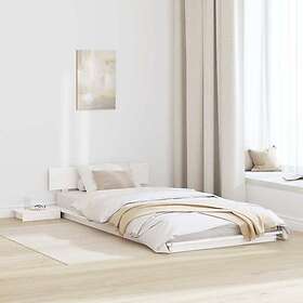 vidaXL Floor Bed Frame with Bedside Tables White 80x200cm Solid Wood