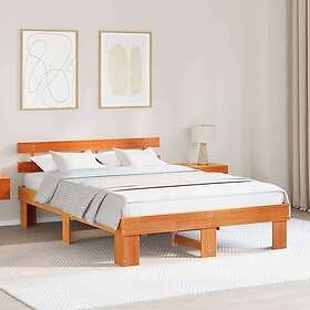 vidaXL Bed Frame with Headboard Wax Brown 140x200 cm Solid Wood Pine