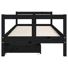 vidaXL Kids Bed Frame with Drawers Black 80x200 cm Solid Wood Pine
