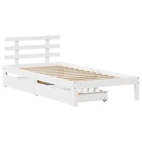 vidaXL Bed Frame with Drawers without Mattress White75x190 cm