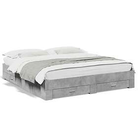 vidaXL Bed Frame with Drawers without Mattress Concrete Grey 200x200 cm