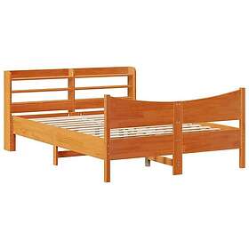 vidaXL Bed Frame with Headboard Wax Brown 150x200 cm King Size Solid Wood Pine