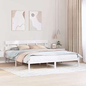 vidaXL Bed Frame with Headboard White 200x200 cm Solid Wood Pine