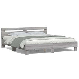vidaXL Bed Frame with LED without Mattress Grey Sonoma 180x200 cm Super King