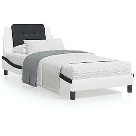vidaXL Bed Frame without Mattress "Zadar" White and Black 90x200 cm Faux Leather