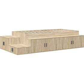vidaXL Storage Bed Frame Sonoma Oak 100x200 cm
