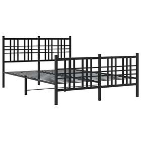 vidaXL Metal Bed Frame without Mattress with Footboard Black 120x190cm
