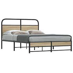 vidaXL Bed Frame Without Mattress 120x190 cm Smoked Oak Engineered Wood