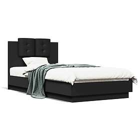vidaXL Bed Frame with LED without Mattress Black 75x190 cm Small Single