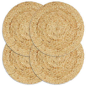 vidaXL Placemats 4 pcs Plain Natural 38 cm Round Jute