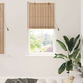 vidaXL with Curtains Manual Light Brown Bamboo