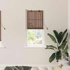 vidaXL with Curtains Manual Brown Bamboo