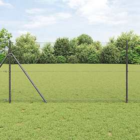 vidaXL Fencing Set Set of 2 Grey Powder-Coated Steel 25 x 1 m Durable