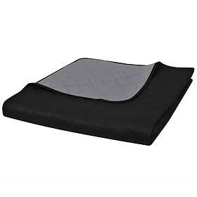 vidaXL Double-sided Quilted Bedspread Black/Grey 220 x 240 cm