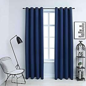 vidaXL Blackout Curtains with Metal Rings 2 pcs Blue 140x175 cm