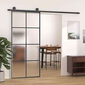 vidaXL Sliding Door Aluminium and ESG Glass 90x205 cm Black 288065