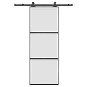 vidaXL Sliding Door with Hardware Set 76x205 cm Tempered Glass&Aluminium