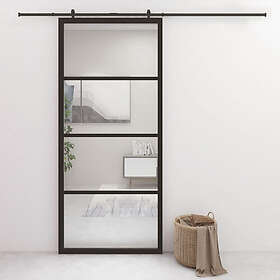 vidaXL Sliding Door Aluminium and ESG Glass 90x205 cm Black 149480