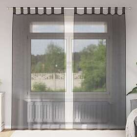vidaXL Voile Curtains with Tab Top 2 pcs Black