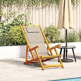 vidaXL Folding Beach Chair with Armrests Taupe Acacia Wood & Textilene
