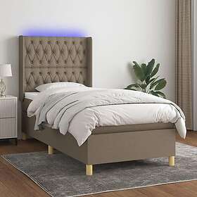 vidaXL Bed Frame with Mattress & LED taupe 90x200 cm fabric