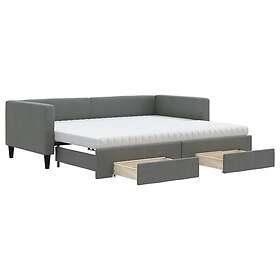 vidaXL Lit de jour extensible avec tiroirs gris foncé 90x190cm tissu