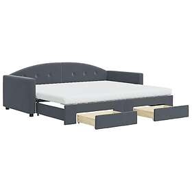 vidaXL Dagbädd utdragbar med lådor mörkgrå 90x200cm sammet