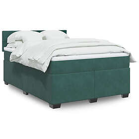 vidaXL Bed with Mattress dark green 140x200 cm velvet