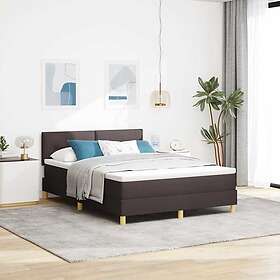 vidaXL Boxspring Bed with Mattress Dark Brown 140x200 cm Fabric