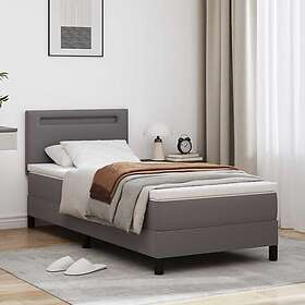 vidaXL Box Spring Bed with Mattress Gray 100x200 cm Faux Leather