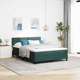 vidaXL Bed with mattress 160x200 cm dark green velvet