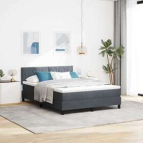 vidaXL Spring Bed with Mattress 140x200 cm Dark Gray Velvet