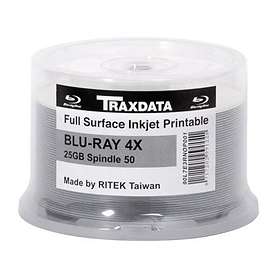 Traxdata BD-R 25GB 4x 50-pack Cakebox Inkjet