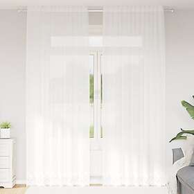 vidaXL Lace Curtain with Curtains Flowers 150x260cm White