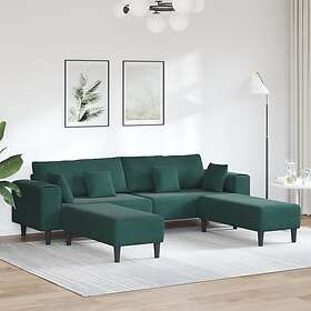vidaXL Velvet Sofa with Cushion 3 pcs Dark Green 208 cm Velvet