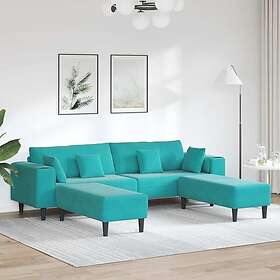 vidaXL Velvet Sofa with Cushion 3 pcs Turquoise 208 cm Velvet