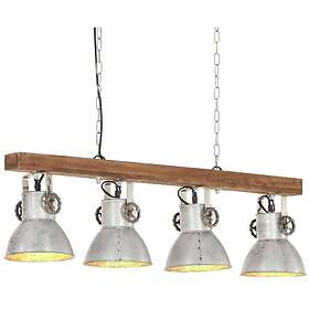 vidaXL Industrial Ceiling Lamp Silver E27 Mango Wood