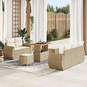 vidaXL 8 stk beige og kremhvit Hagesofasett 90 x 55 x 71 cm